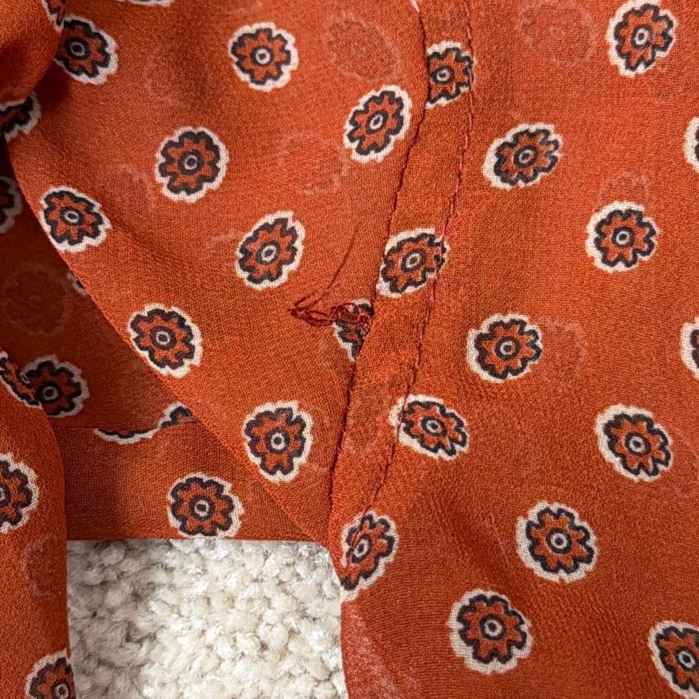 Women's Rust Patterned Blouse - Picture 7 of 7
